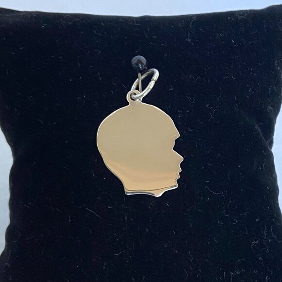 Sterling Silver 925 Male Boy Child Silhouette Profile Engravable Charm Pendant - Picture 7 of 12